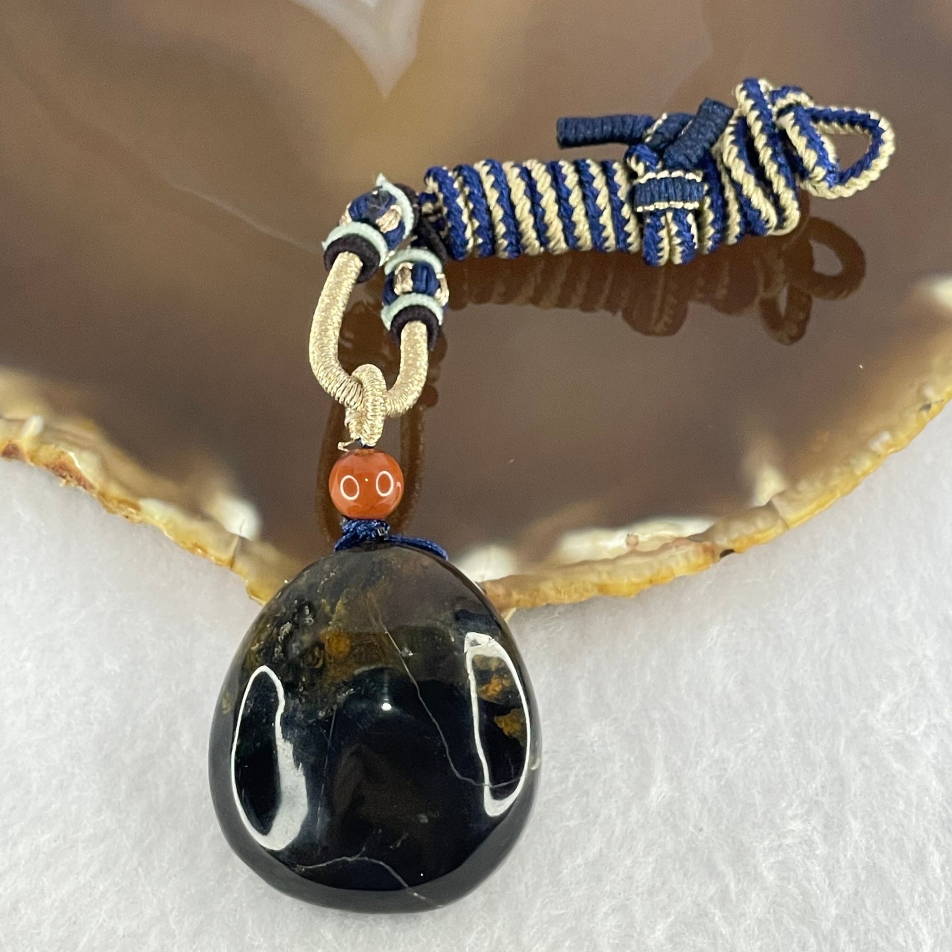 Natural Medicine Flower Amber Pendant 16.72g 36.2 by 32.5 by 17.5mm - Huangs Jadeite and Jewelry Pte Ltd