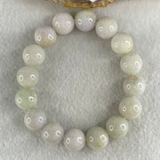 Type A Light Green with Slight Light Lavender Jadeite Beads Bracelet 55.18g 16cm 12.6mm 16 Beads - Huangs Jadeite and Jewelry Pte Ltd