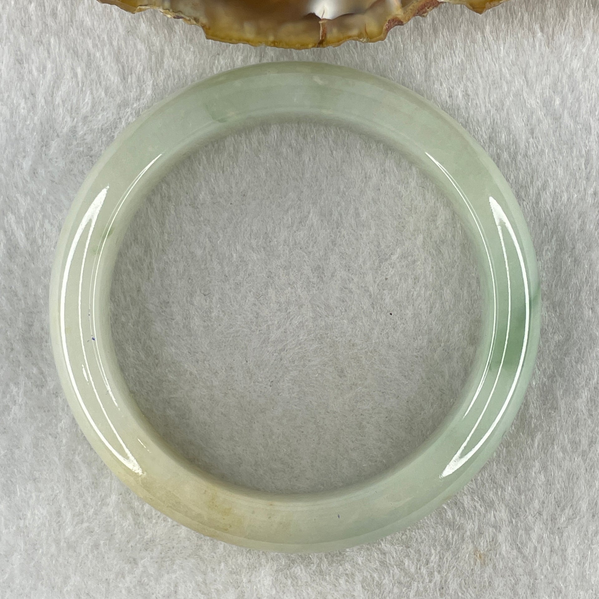 Natural Type A Faint Green Faint Lavender with Yellow and Blueish Green Patches Jadeite Bangle 46.28g Inner Diameter 50.6mm 12.2 by 8.2mm (Close to Perfect) - Huangs Jadeite and Jewelry Pte Ltd