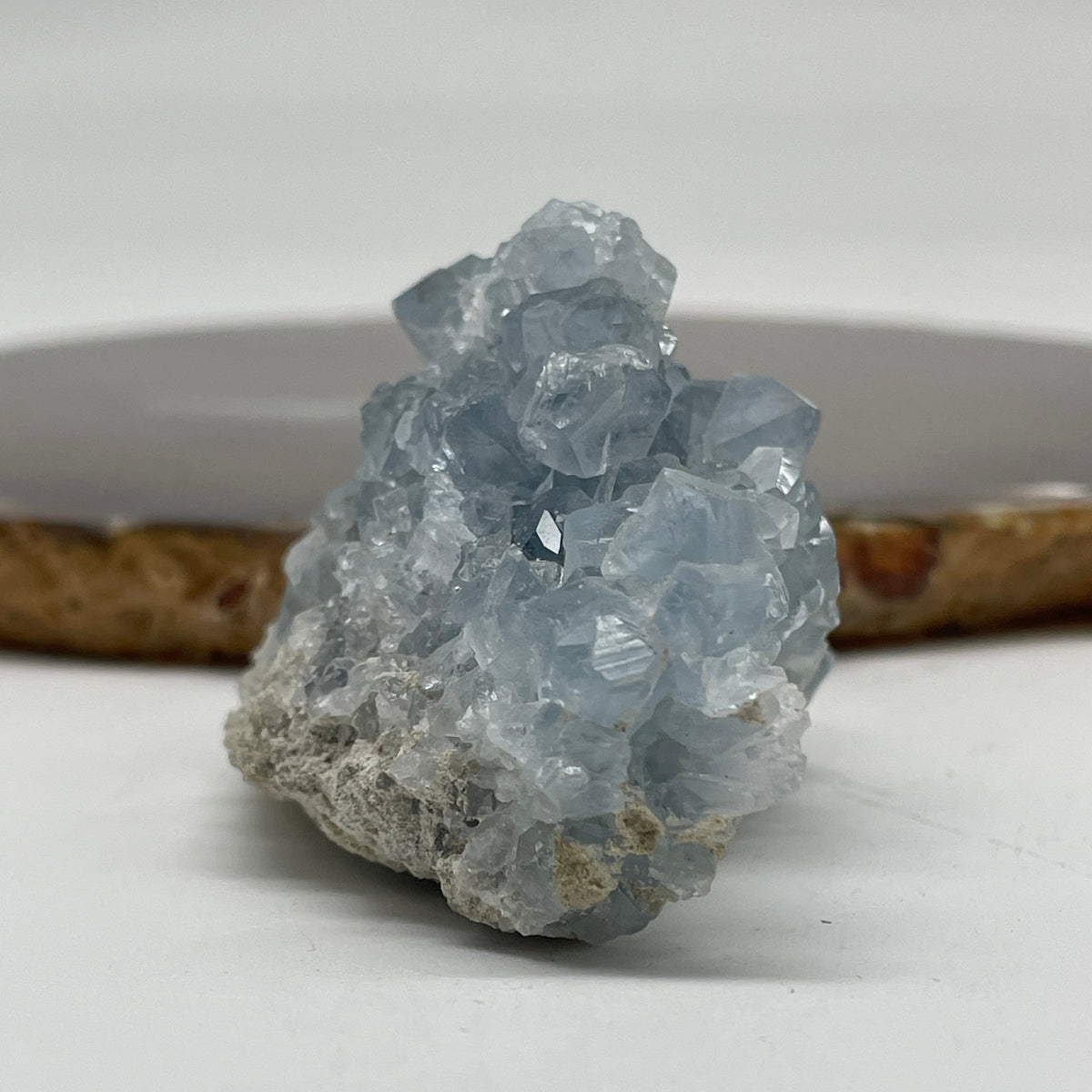 Natural Celestine Rough Display | Sky-Blue Prismatic Crystal Geode Cluster (112.07g | 62.0 x 39.1 x 39.2mm | "Stone of Heavenly Peace & Intuitive Wisdom" Tranquility Geode Anchor, Feng Shui Sanctuary Space Purifier)