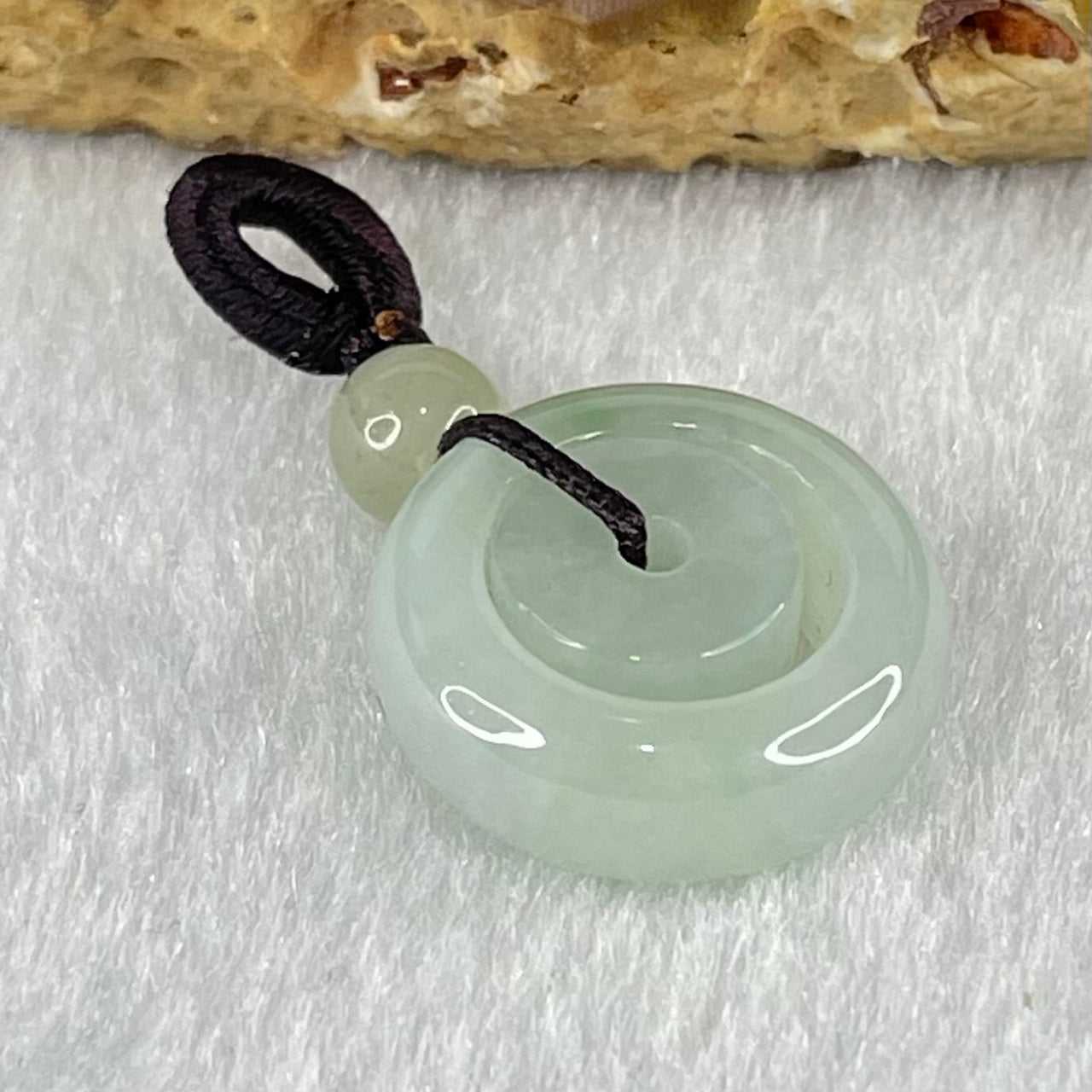 Type A Sky Blue With Green Spots Jadeite Double Ping An Kou Donut Pendant 3.63g 16.3 by 6.9mm - Huangs Jadeite and Jewelry Pte Ltd