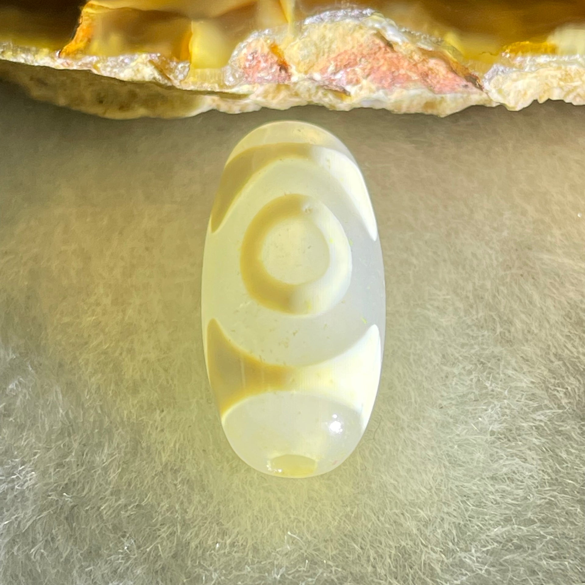 Natural Powerful Tibetan Old Oily Agate 3 Eyes Dzi Bead Heavenly Master (Tian Zhu) 三眼天诛 2.41g 19.3 by 9.4mm - Huangs Jadeite and Jewelry Pte Ltd