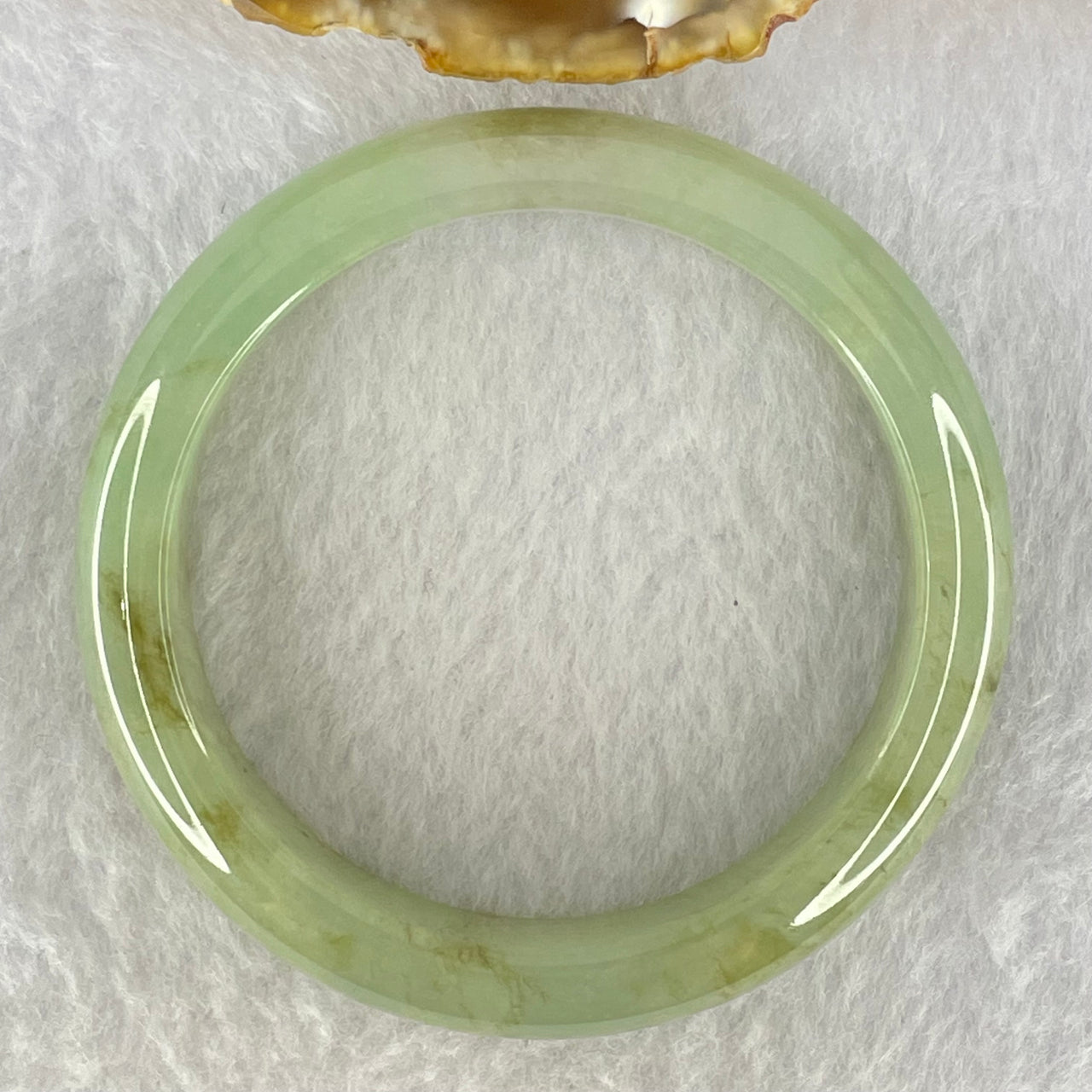 Type A Jelly Light Green and Brown Patches Jadeite Bangle Internal Diameter 54.2mm 49.77g 12.1 by 8.0mm (Slight Internal Lines) - Huangs Jadeite and Jewelry Pte Ltd