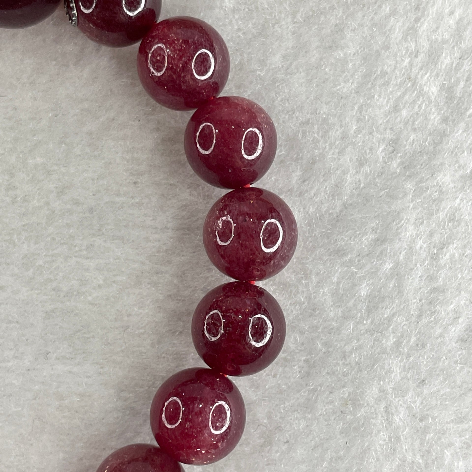 Natural Strawberry Quartz Beads Bracelet 27.62g 15.5cm 10.1mm 18 Beads - 12.3mm 1 Bead - Huangs Jadeite and Jewelry Pte Ltd