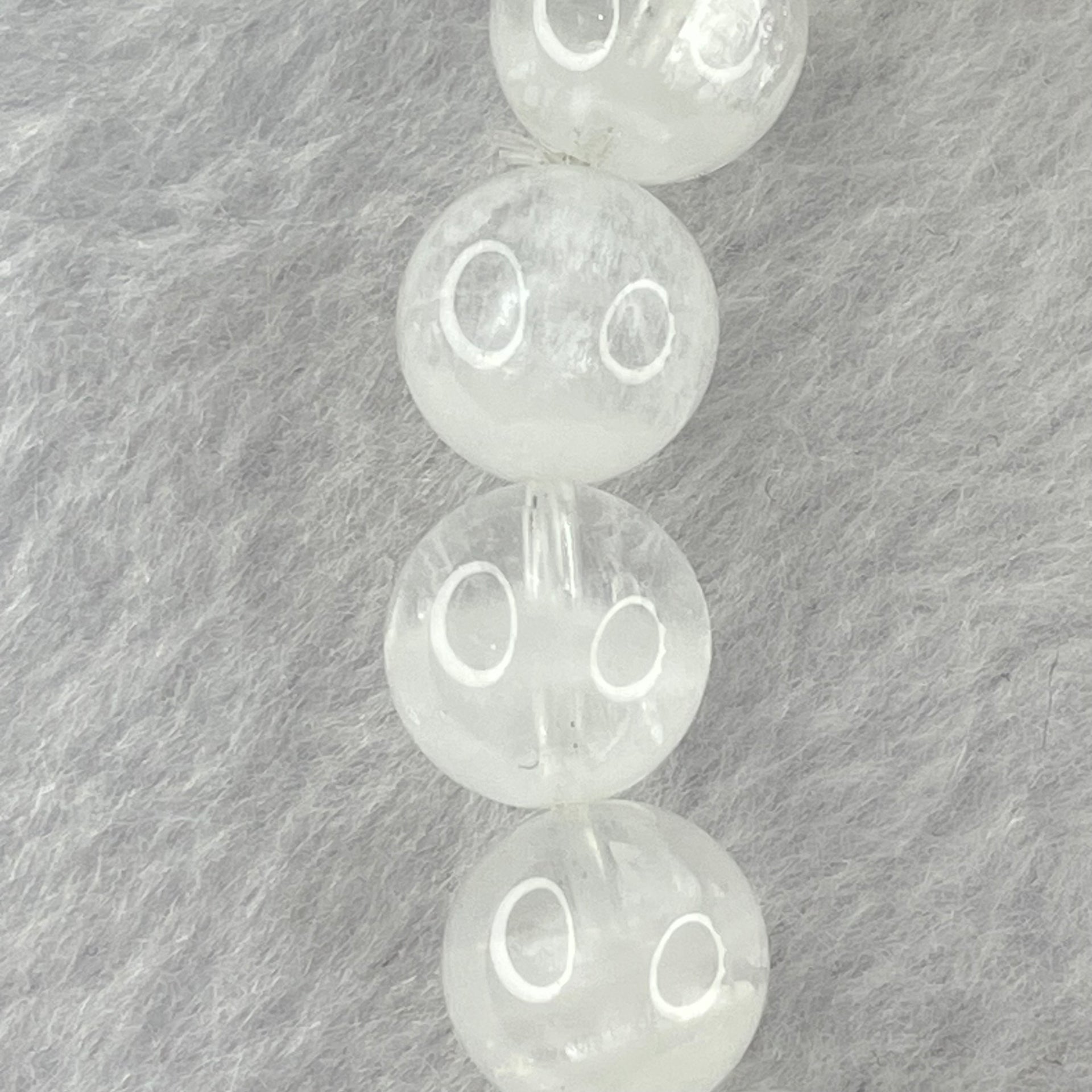 Natural White Phantom Quartz Beads Bracelet 31.98g 17cm 10.8mm 19 Beads - Huangs Jadeite and Jewelry Pte Ltd