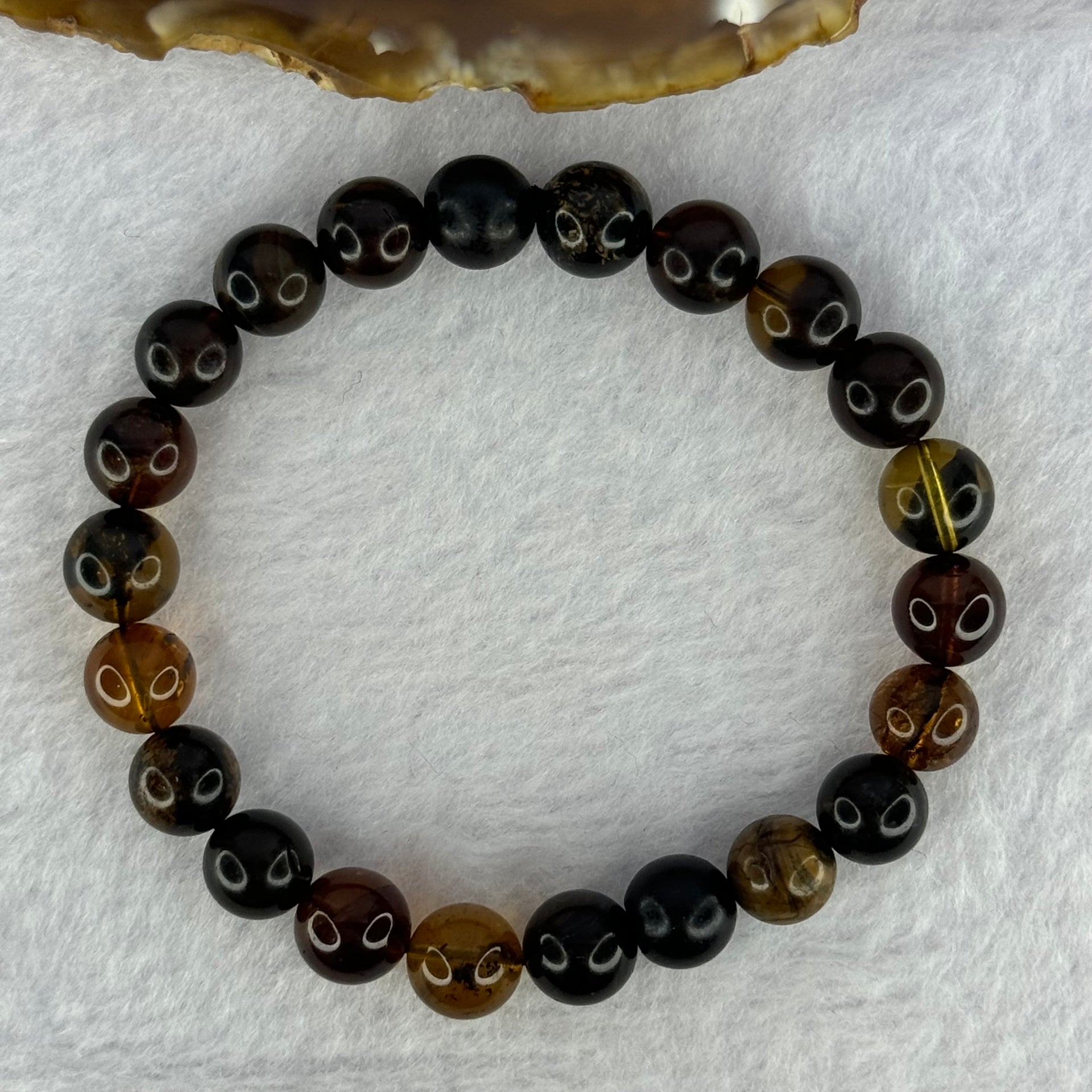 Natural Mixed Amber Beads Bracelet 7.82g 15.5cm 8.7mm 22 Beads - Huangs Jadeite and Jewelry Pte Ltd