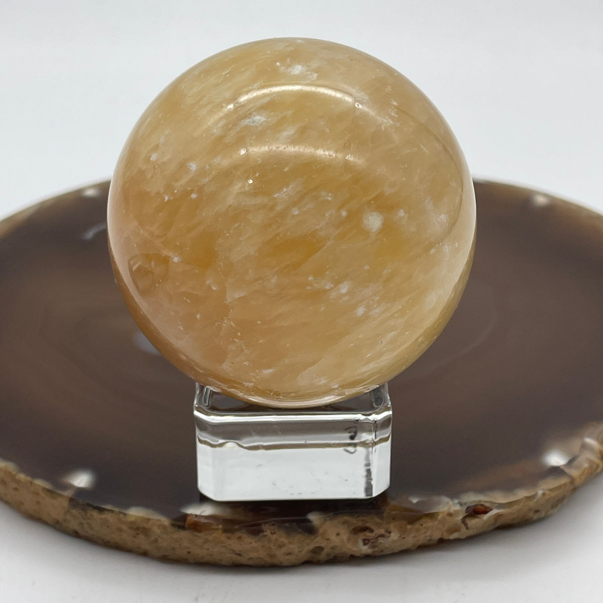 Natural Citrine Crystal Sphere Ball with Clear Acrylic Stand Display | (267.11g | 55.0mm | 69.2mm | Catalyst, "Merchant's Stone" Wealth & Abundance Magnet, 360° Energy Harmonizer & Feng Shui Financial Growth Catalyst)
