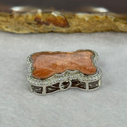 Natural Meteorite Bear Charm in S925 Silver with Crystals For Necklace / Bracelet (Rose Gold Color) 7.47g by 26.2 by 21.4 by 8.4mm - Huangs Jadeite and Jewelry Pte Ltd