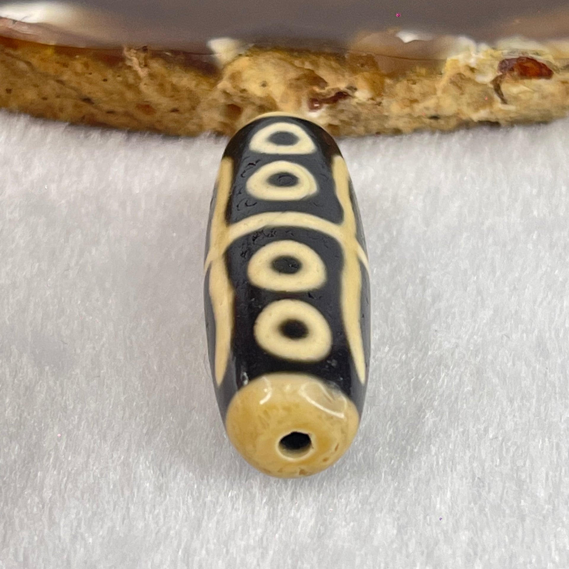 Natural Powerful Tibetan Old Oily Agate Water Lines 8 Eyes Dzi Bead Heavenly Master (Tian Zhu) 水纹八眼天诛 10.14g 38.4 by 13.0mm - Huangs Jadeite and Jewelry Pte Ltd