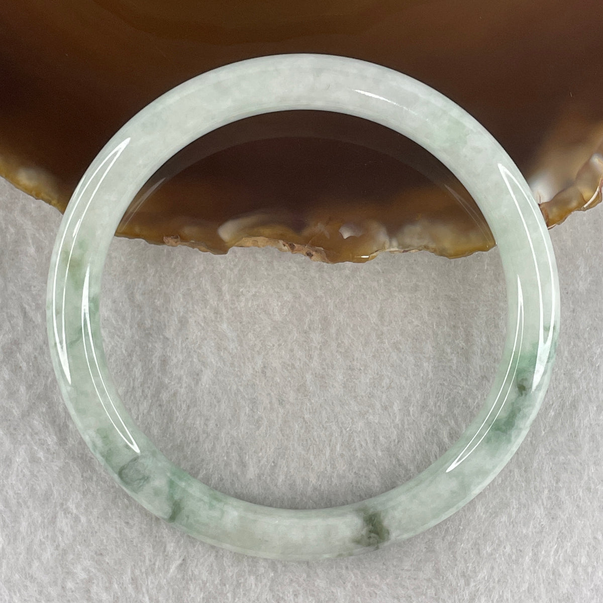 Natural Type A Light Green and Green Piao Hua Jadeite Full Round Ding Dang Bangle 22.98g Inner Diameter 54.0mm 6.5 by 7.0mm (Slight Internal Line) - Huangs Jadeite and Jewelry Pte Ltd