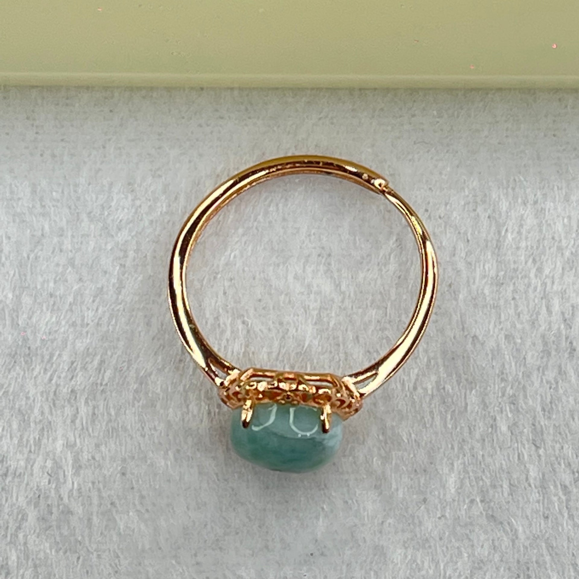 Natural Larimar in S925 Silver Rose Gold Color Ring (Adjustable Size) 2.03g 9.0 by 5.0mm - Huangs Jadeite and Jewelry Pte Ltd