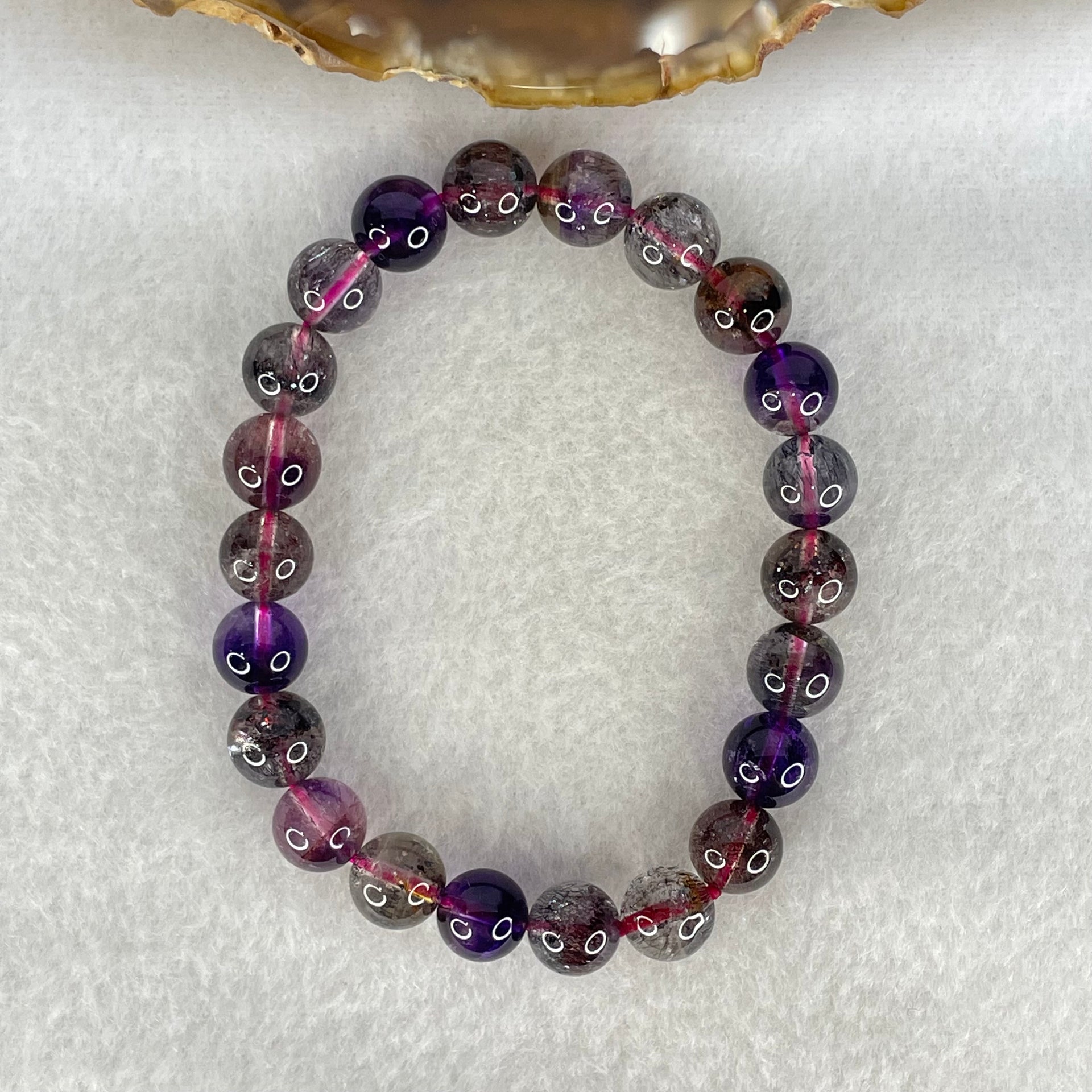 Good Grade Natural Blackcurrant Super 7 Beads Bracelet 19.22g 15.5cm 8.7mm 22 Beads - Huangs Jadeite and Jewelry Pte Ltd