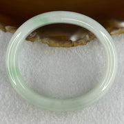 Type A Natural Light Green Faint Lavender with Emerald Green Patches Jadeite Oval Bangle 40.95g Inner Diameter 53.7mm 12.2 by 7.0mm (Internal Line) - Huangs Jadeite and Jewelry Pte Ltd