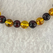 Natural Blood Red and Yellow Amber Beads Bracelet 4.71g 16cm 6.9mm 28 Beads - Huangs Jadeite and Jewelry Pte Ltd