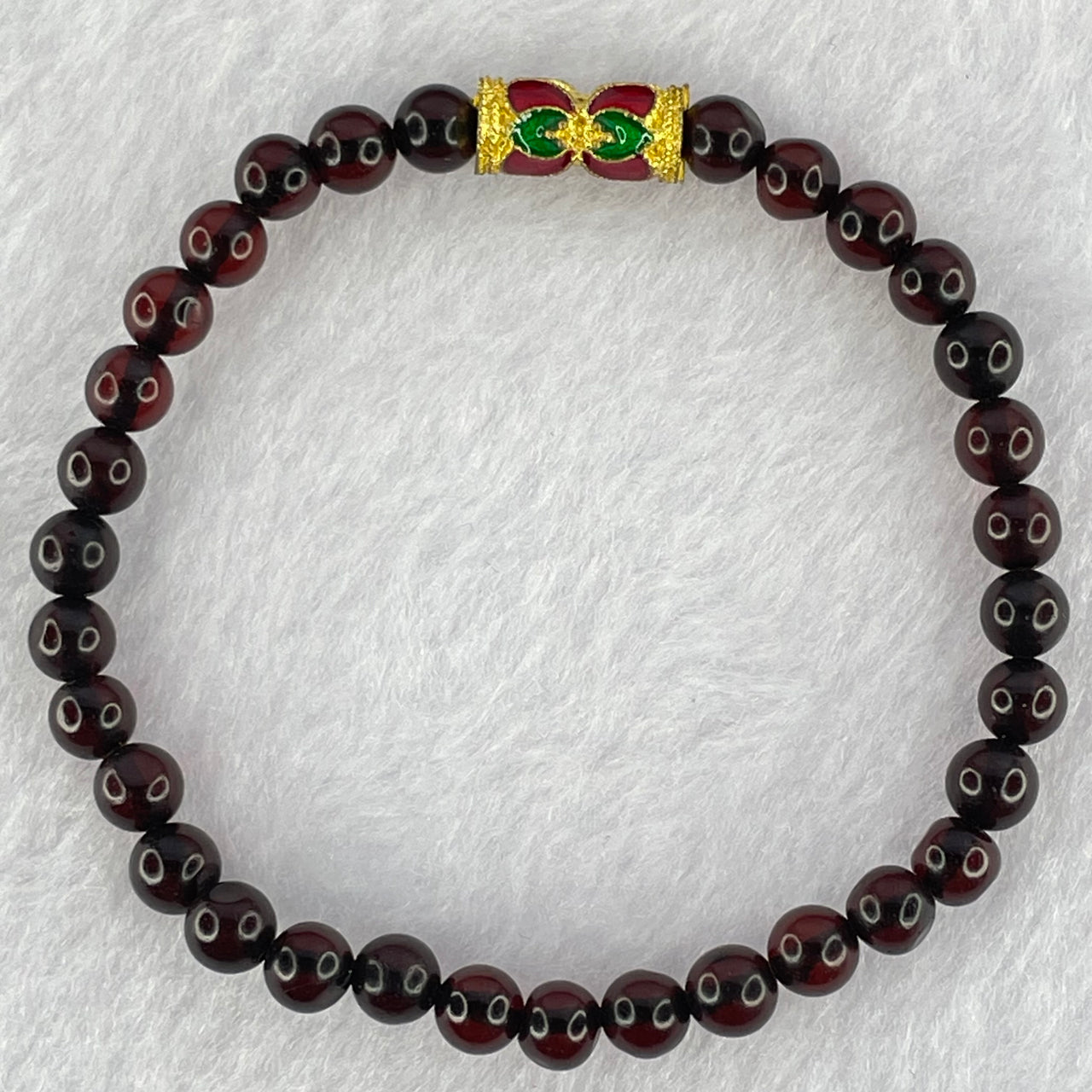 Natural Dark Blood Red Amber Beads Bracelet 天然血珀手链 3.93g 15cm 5.3mm 32 Beads - Huangs Jadeite and Jewelry Pte Ltd