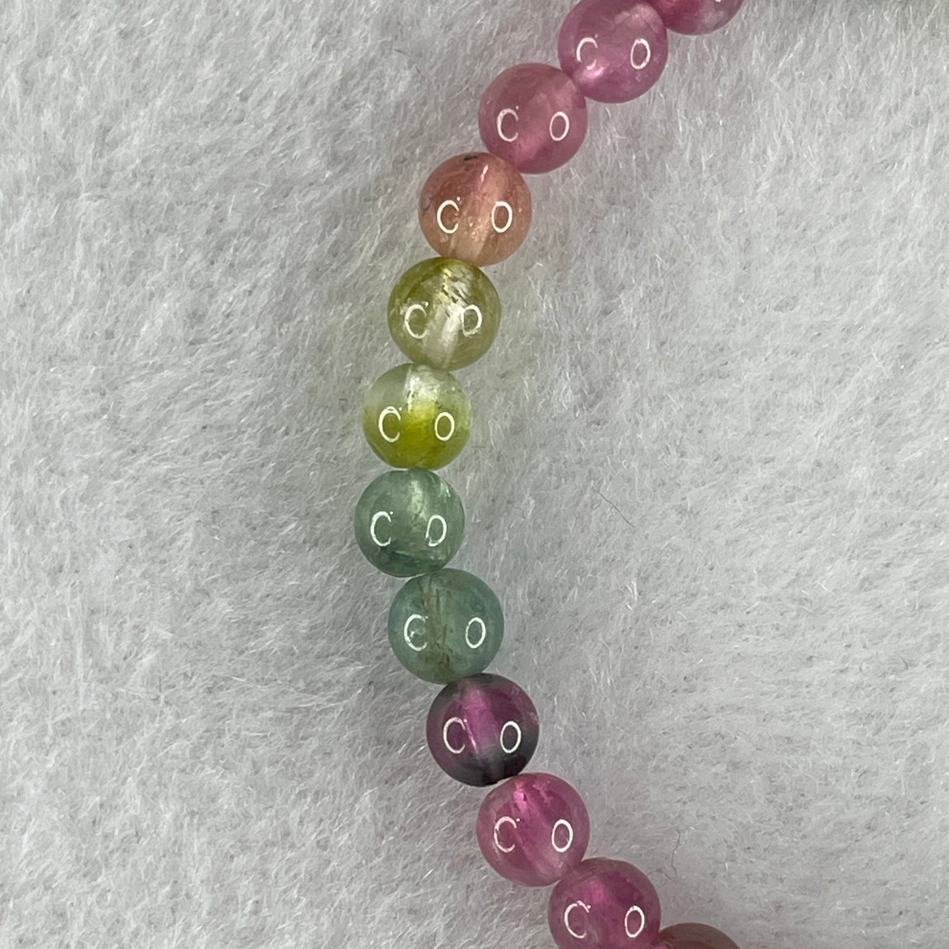 Good Grade Natural Tourmaline Crystal Beads Bracelet 6.48g 13.5cm 5.2mm 33Beads - Huangs Jadeite and Jewelry Pte Ltd