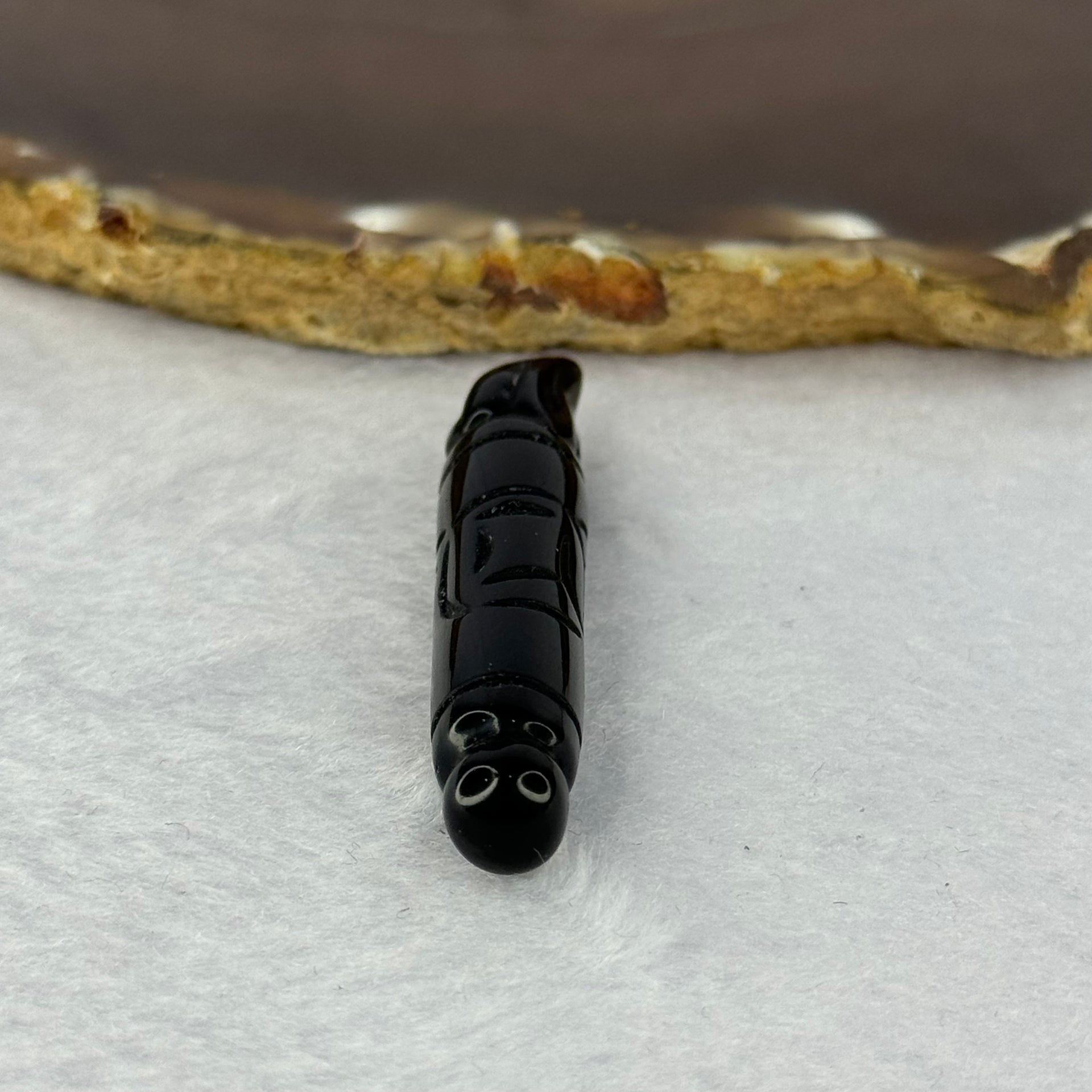 Natural Black Onyx Calligraphy Brush Pendent 6.93g 52.7 by 9.7mm - Huangs Jadeite and Jewelry Pte Ltd
