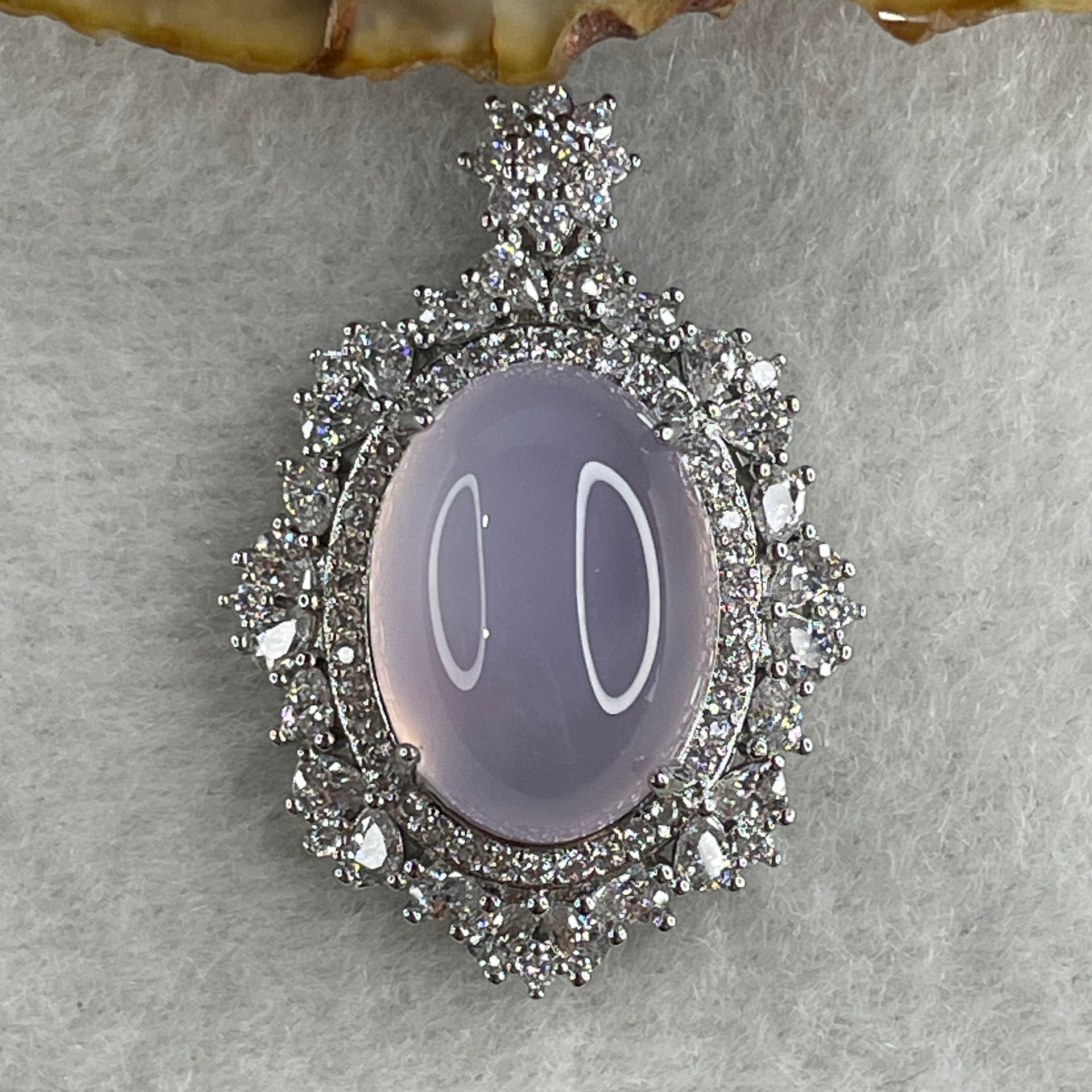 Natural Pink Chalcedony Agate Pendant on S925 Sliver with Cubic Zirconia 7.43g 17.9 by 13.0 by 8.0mm - Huangs Jadeite and Jewelry Pte Ltd