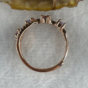Natural-Rubilite-and-Blue-Topaz-with-Cubic-Zirconia-in-S925-Sliver-Gold-Color-Ring-1.96g-3.1-by-2.0mm-4-Pcs-(Adjustable Size)