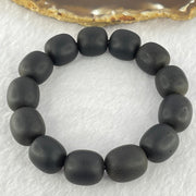 Natural Dark Matt Black Amber Beads Bracelet 天然大黑天翁琥珀手链 29.58g 19cm 15.4mm 19 Beads - Huangs Jadeite and Jewelry Pte Ltd