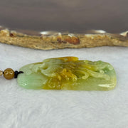 Type A Yellow and Light Green Jadeite Phoenix Pendent 20.73g 50.8 by 24.6 by 7.7mm - Huangs Jadeite and Jewelry Pte Ltd