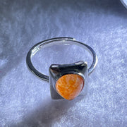 Good Grade Natural Golden Sun Stone in S925 Silver Ring (Adjustable Size) 2.08g 8.8 by 7.0 by 3.5mm - Huangs Jadeite and Jewelry Pte Ltd