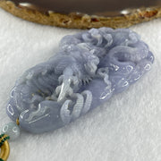 Type A Intense Lavender Jadeite Dragon Double Side Pendant 102.09g 83.3 by 50.7 by 14.2mm - Huangs Jadeite and Jewelry Pte Ltd