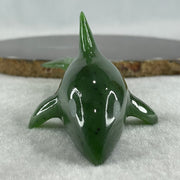 Natural Dark Green Serpentine Killer Whale Display 148.0g 143.5 by 55.0 by 48.5mm - Huangs Jadeite and Jewelry Pte Ltd
