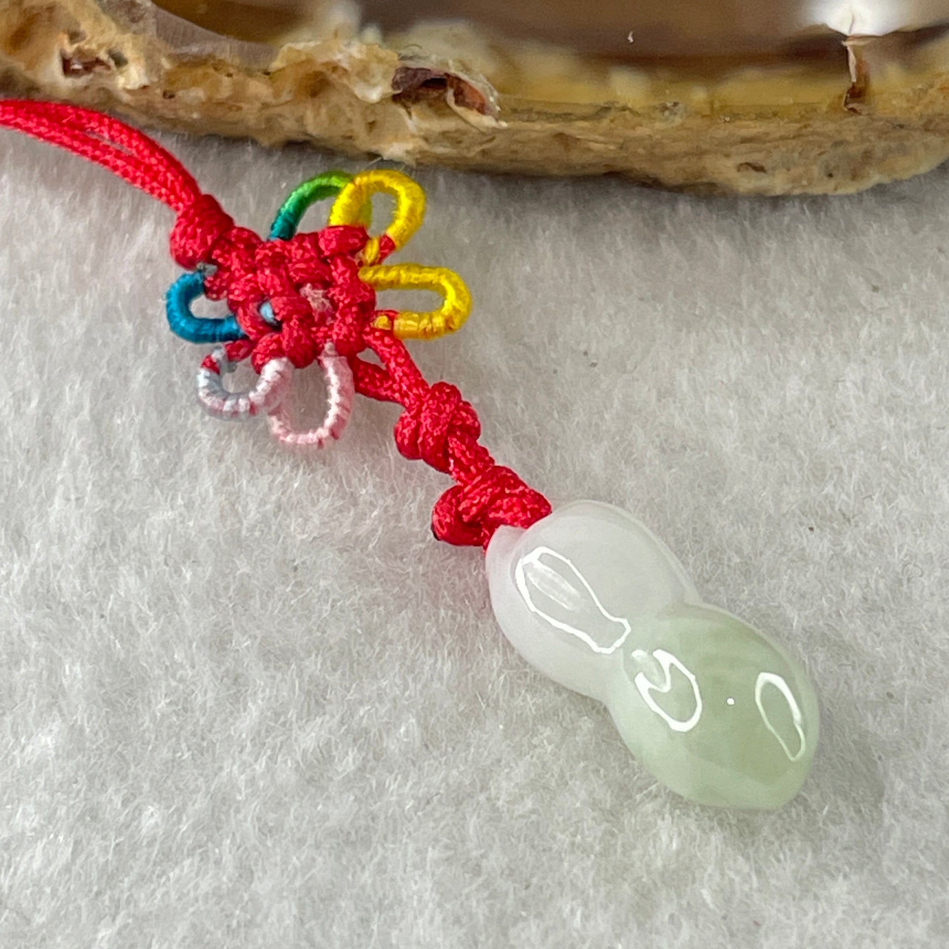 Type A Green with Lavender Jadeite Peanut Charm 1.78g 18.0 by 6.5mm - Huangs Jadeite and Jewelry Pte Ltd