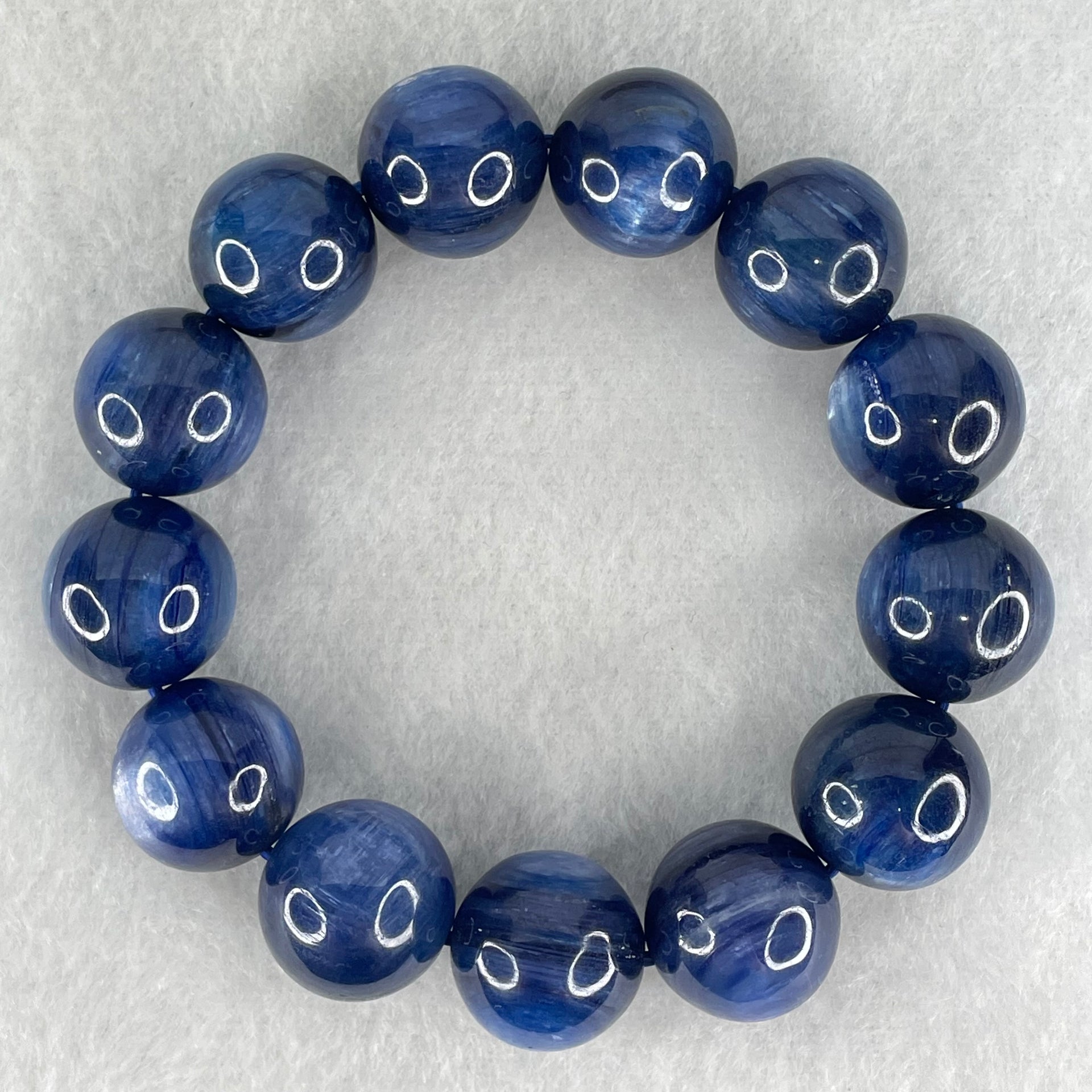 Good Grade Natural Blue Kyanite Beads Bracelet 92.349g 17cm 15.8mm 13 Beads - Huangs Jadeite and Jewelry Pte Ltd
