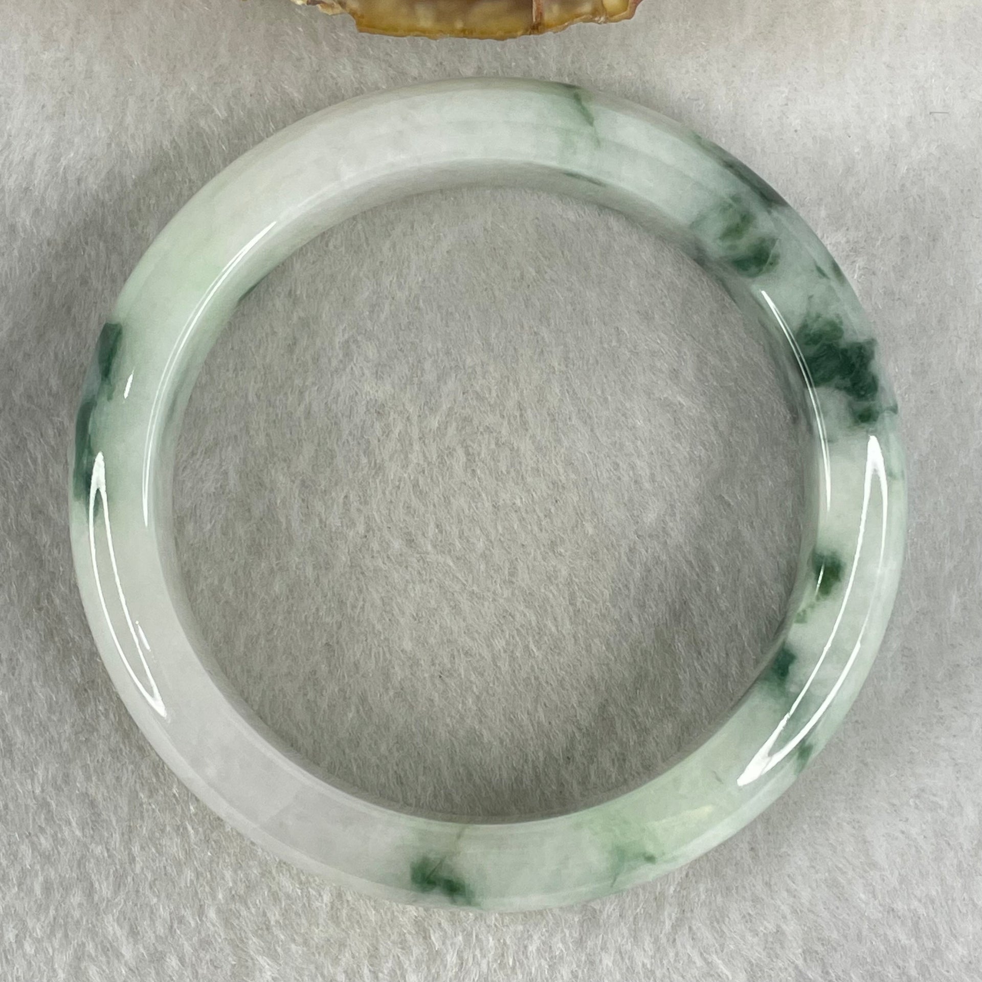 Type A Light Green Light Lavender with Green piao Hua Floral Jadeite Bangle 55.86g Inner Diameter 55.2mm 13.0 by 8.9mm (Very Slight Internal Lines) - Huangs Jadeite and Jewelry Pte Ltd