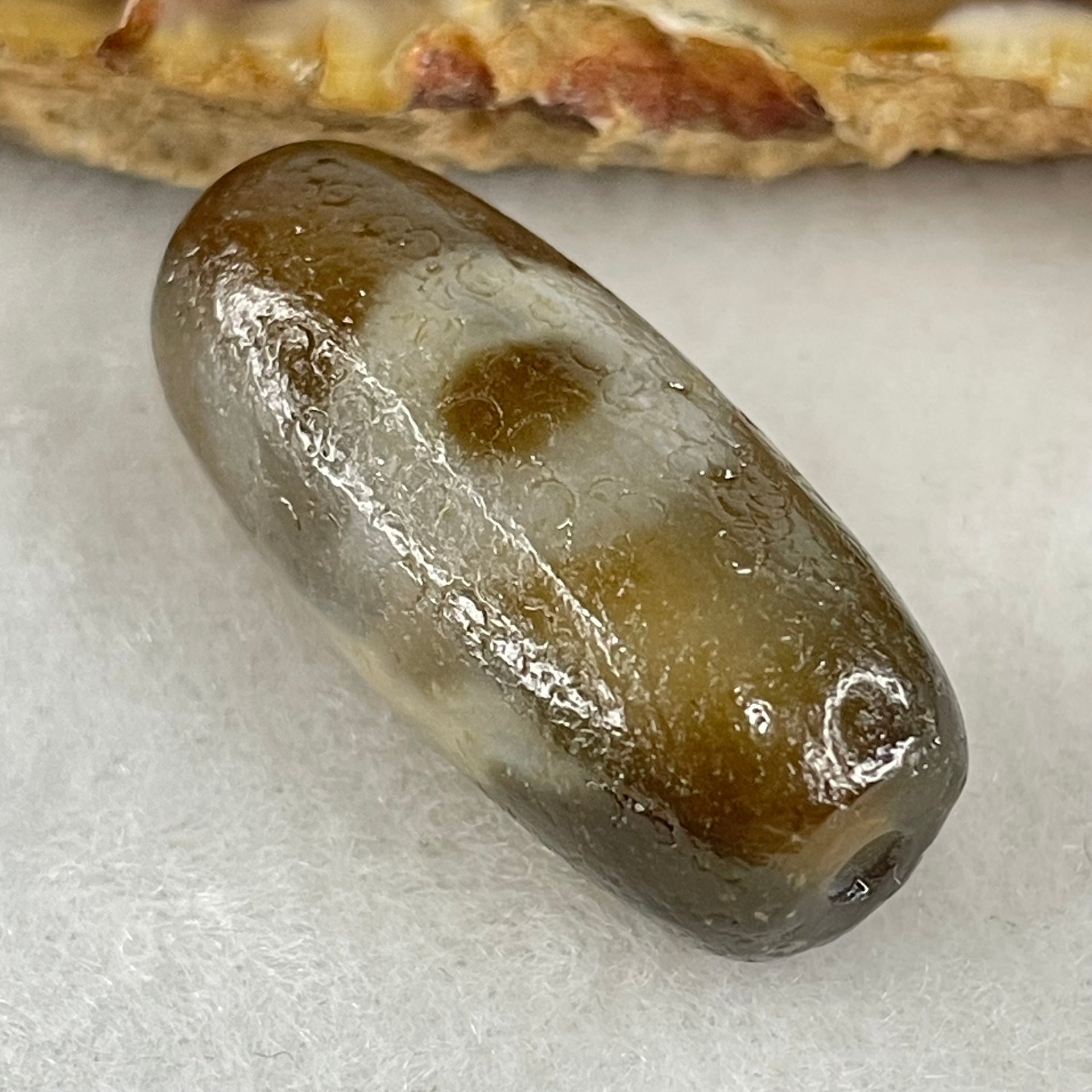 Natural Powerful Tibetan Old Oily Agate Patina Guiren Tairen Human Dzi Bead Totem Amulet Heavenly Master (Tian Zhu) 贵人天诛 7.78g 28.9 by 12.8mm - Huangs Jadeite and Jewelry Pte Ltd