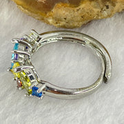 Multi Color Cubic Zirconia in Sliver Ring (Adjustable Size) 2.61g 6.4 by 4.5 by 2.2mm - Huangs Jadeite and Jewelry Pte Ltd