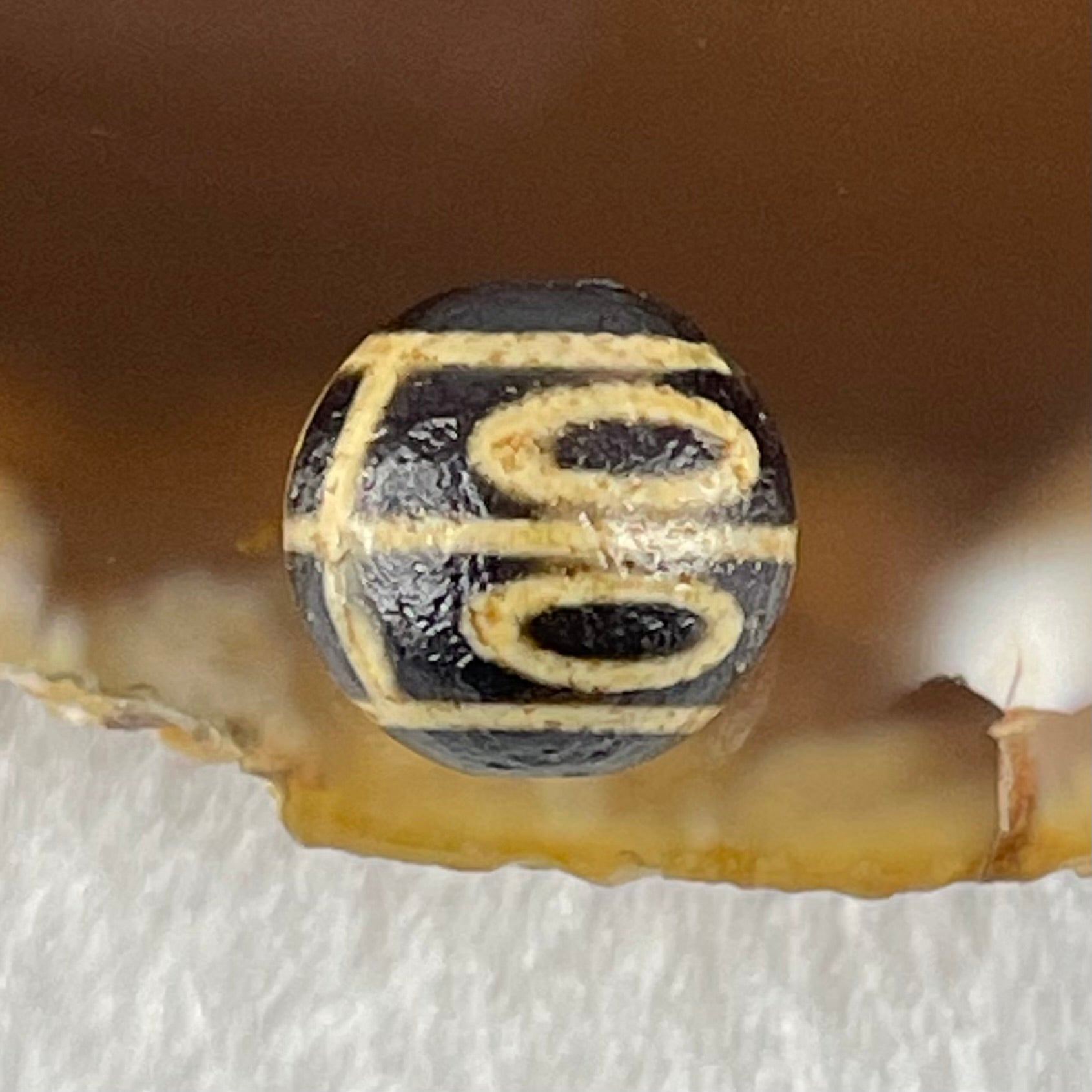 Natural Powerful Tibetan Old Oily Agate 4 Eyes Dzi Bead Heavenly Master (Tian Zhu) 四眼天诛 1.55g 10.2 by 10.5mm - Huangs Jadeite and Jewelry Pte Ltd