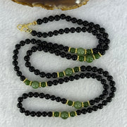 Natural Black Gold King Amber Beads with Crystals Necklace 天然黑金翁王琥珀项链 24.48g 76cm 8.0mm 6 Beads 5.9mm 154 Beads - Huangs Jadeite and Jewelry Pte Ltd