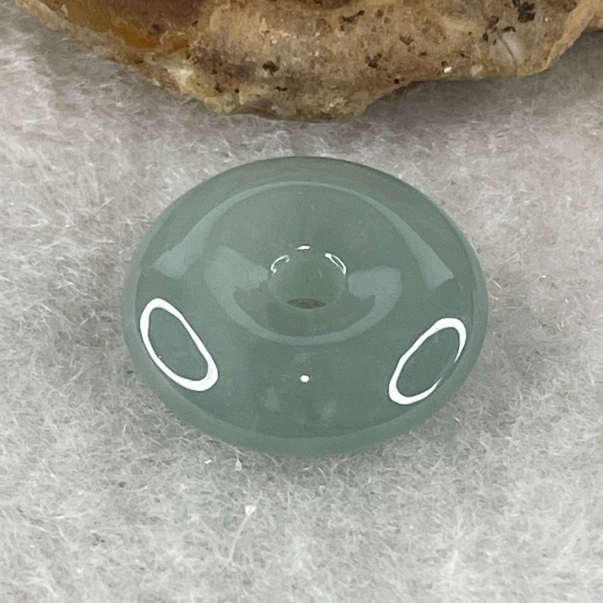 Natural Type A Semi-Icy Blueish-Green Jadeite Ping An Kou Pendant | 14mm Delicate Translucent Jade Peace Disc Talisman (1.67g | 14.0 x 4.4mm) - Huangs Jadeite and Jewelry Pte Ltd