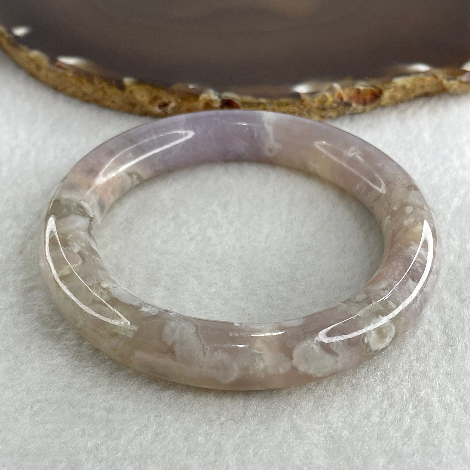 Natural Purple Flower Agate Bangle 58.74g Internal Diameter 57.8mm 12.0 by 11.5mm (Perfect) - Huangs Jadeite and Jewelry Pte Ltd