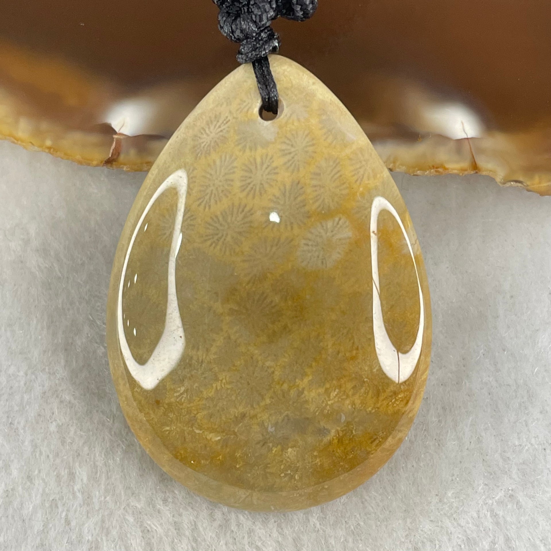 Natural Brown Coral Agate Pendant 19.88g 44.0 by 31.3 by 10.5mm - Huangs Jadeite and Jewelry Pte Ltd