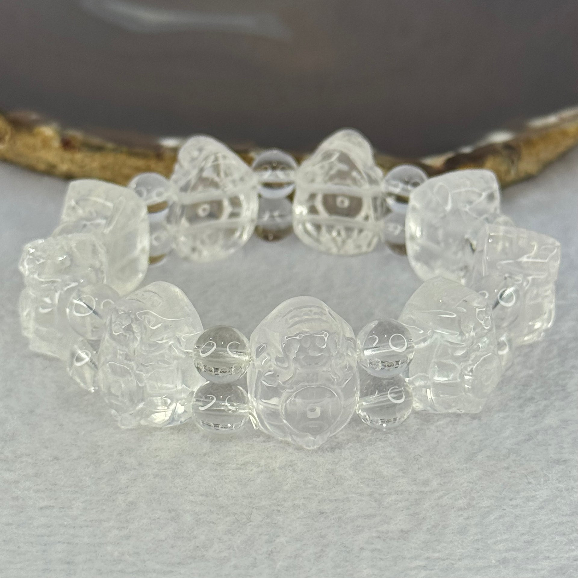 Natural Clear Quartz Dragon Turtle and Beads Bracelet 62.52g 17cm 19.8 by 14.6 by 11.7mm 9 Dragon Turtle - Huangs Jadeite and Jewelry Pte Ltd