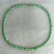Good Grade Type A Apple Green with Emerald Green Piao Hua Jadeite Beads Necklace 50.33g 54cm 6.9 to 7.8mm 74 Beads - Huangs Jadeite and Jewelry Pte Ltd
