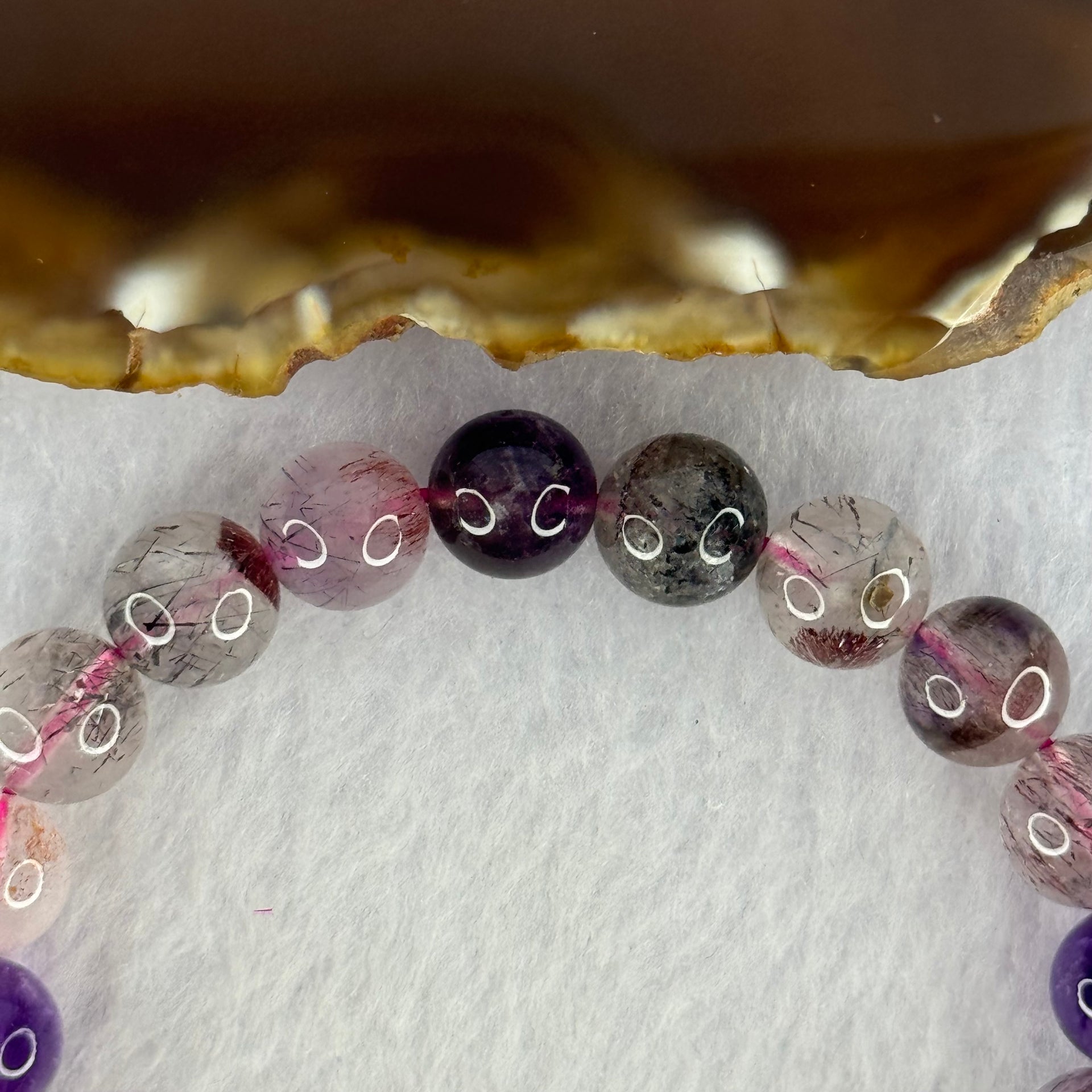 Natural Super 7 Beads Bracelet 25.69g 16.5cm 10.0mm 20 Beads - Huangs Jadeite and Jewelry Pte Ltd