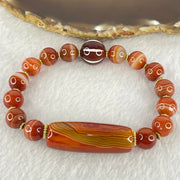 Natural Carnelian Agate Beads Bracelet 40.57g 19cm 36.6 by 10.6mm, 10.6mm 1 Pcs, 6.4mm 14 Beads - Huangs Jadeite and Jewelry Pte Ltd