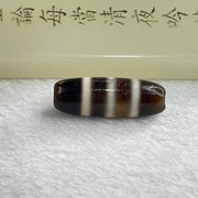 Natural Powerful Tibetan Old Oily Agate 3 Striped Dzi Bead Heavenly Master (Tian Zhu) 三条纹天诛 4.75g 28.7 by 10.3mm - Huangs Jadeite and Jewelry Pte Ltd