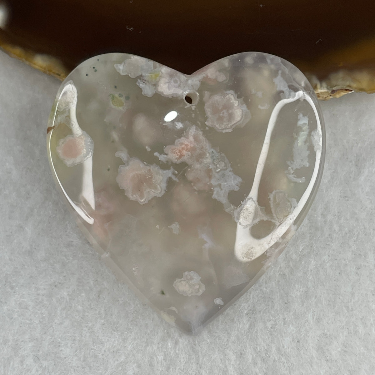 Natural Pink & Soft Blue Flower Agate Statement Heart Pendant | Rare Dual-Tone Cherry Blossom Quartz Love & Serenity Talisman (30.94g | 47.8 x 47.1 x 9.8mm)