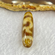 Natural Powerful Tibetan Old Oily Brown Yellowish White Agate Green Tara Dzi Bead Heavenly Master (Tian Zhu) 绿度母天珠 6.05g 37.7 by 10.4mm - Huangs Jadeite and Jewelry Pte Ltd