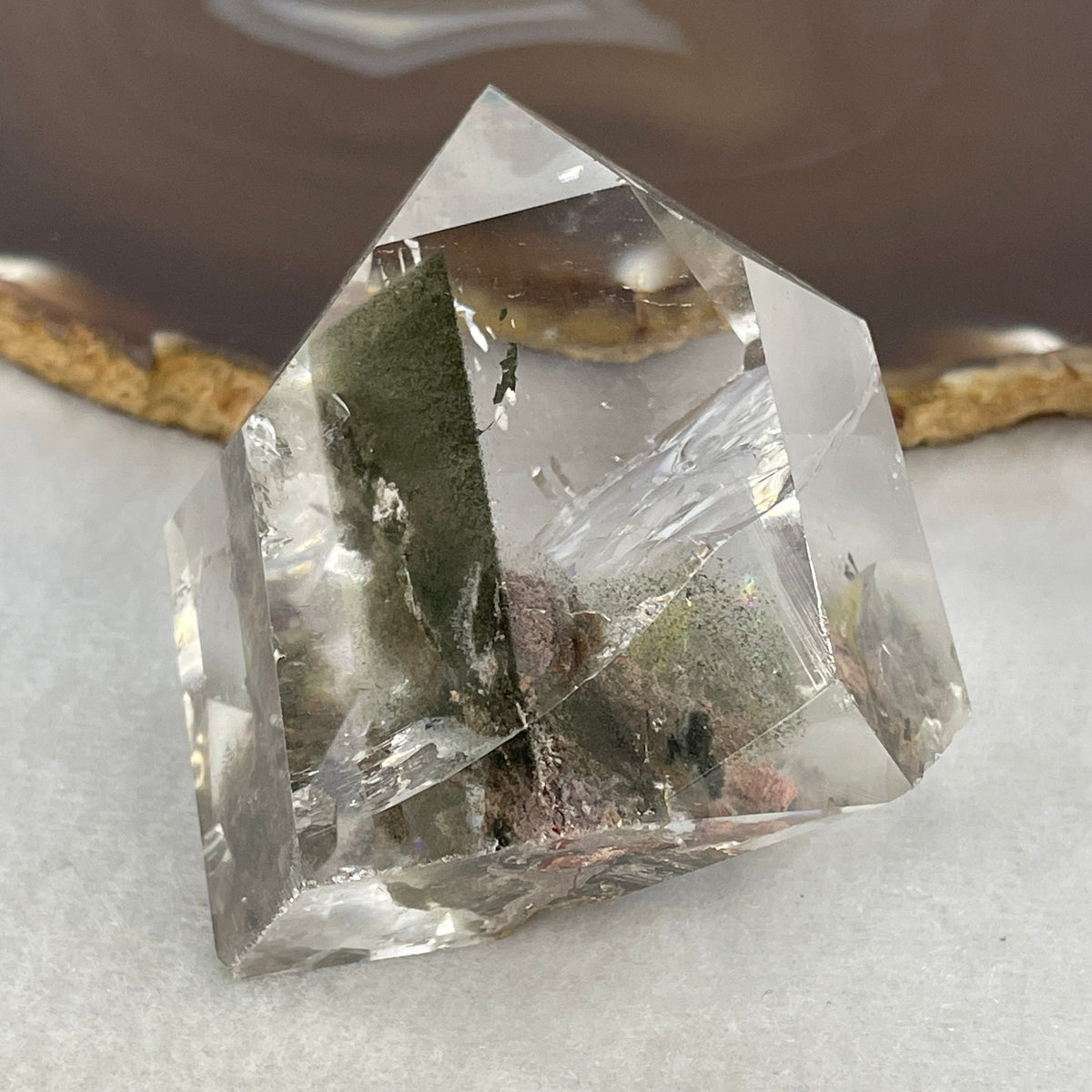 High Grade Natural Red & Green Phantom Quartz Tower Display | Generator & Abundance Catalyst (172.3g | 54.0x48.2x55.0mm | Synergy, Career Breakthrough Shield, Wealth Magnet & Life Transformation Obelisk)