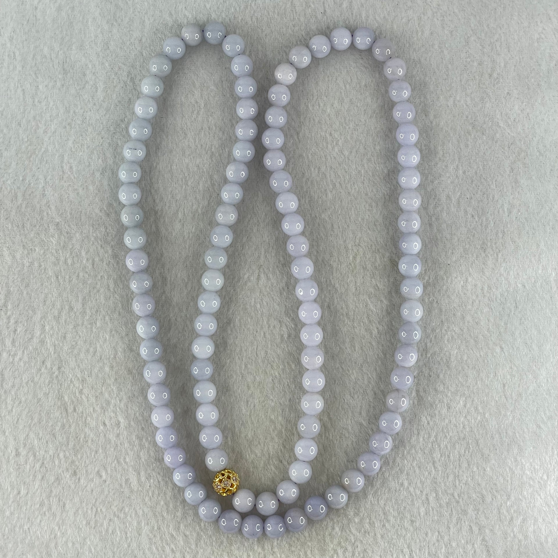 Type A Full Lavender Jadeite Beads Necklace 57.74g 66cm 7.0mm 98 Beads - Huangs Jadeite and Jewelry Pte Ltd