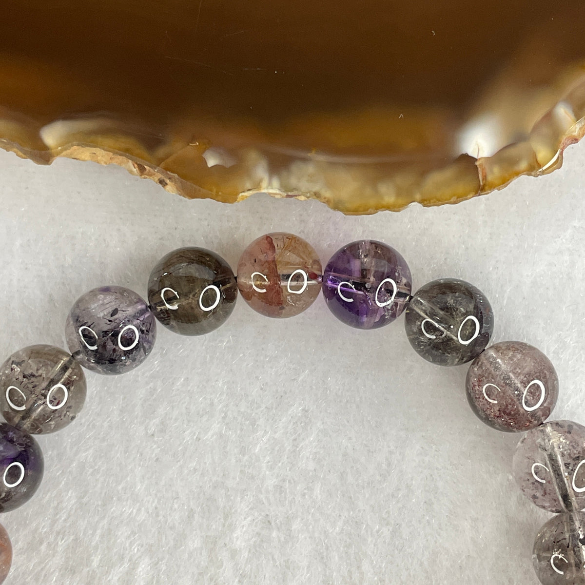 Certified Good Grade Natural Black Super 7 Crystal Beads Bracelet | 17cm Strand of 22 Beads 9.3mm (23.91g | Root Grounding, Manifestation & Aura Shield)