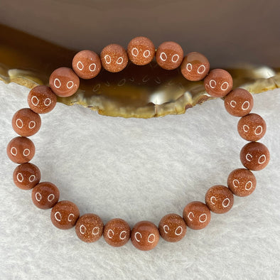 Natural Red Goldstone Bracelet 天然红砂石手链 15.42g 15cm 8.3mm 23 Beads - Huangs Jadeite and Jewelry Pte Ltd