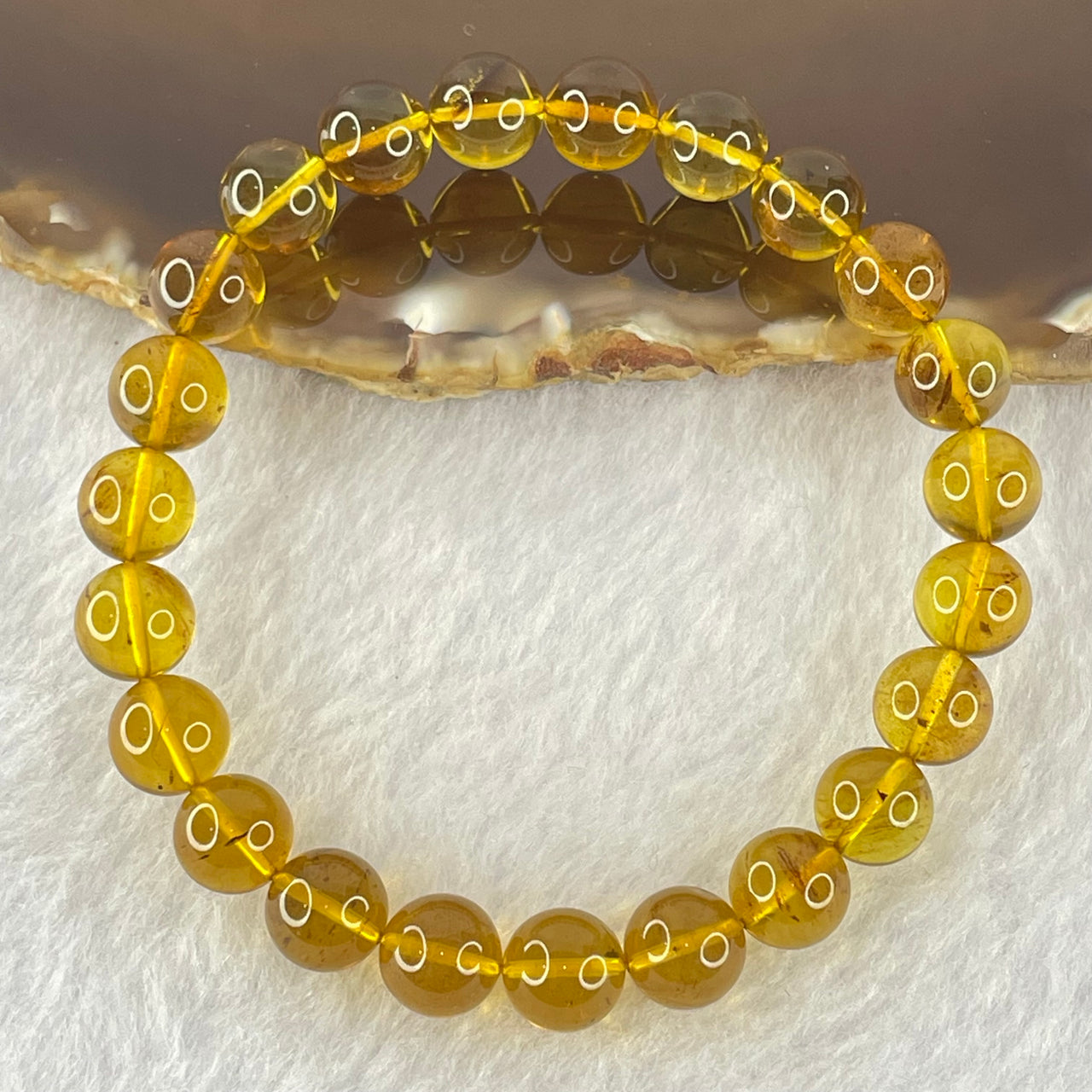 Natural Purple Honey Amber Beads Bracelet 天然紫蜜琥珀手链 5.95g 7.8mm 23 Beads - Huangs Jadeite and Jewelry Pte Ltd